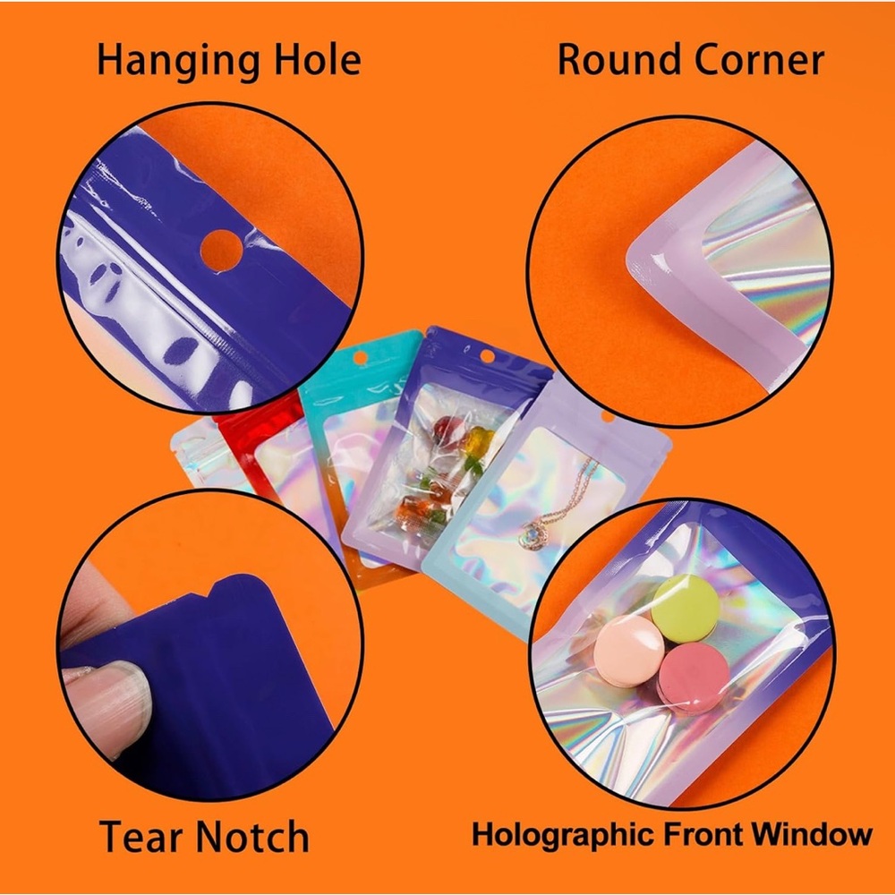 40 -  Holographic Ziplock Bags | 4 different sizes | Pick Your Color - Picture 3 of 8